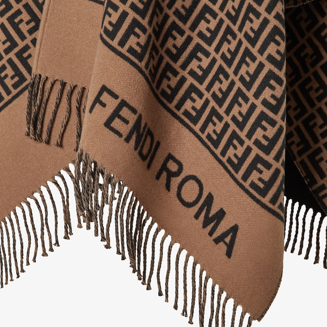 Poncho in lana e cashmere marrone donna