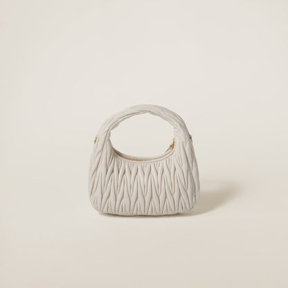 Small Wander hobo bag in white matelassé nappa leather