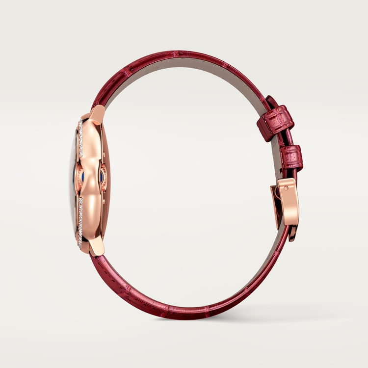 Ballon Bleu watch with burgundy leather strap