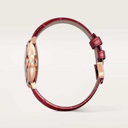 Ballon Bleu watch with burgundy leather strap