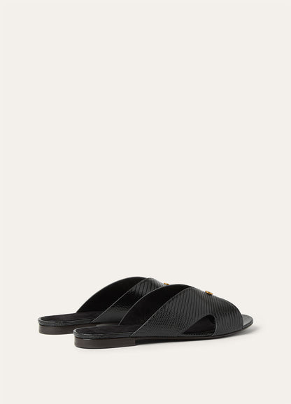 Black Lizard Genuine Leather Sandals