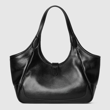 Mercato small shopping bag in black leather
