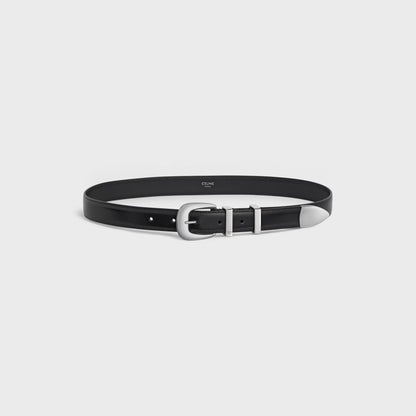 CINTURA WESTERN DA 25 MM IN pelle Taurillon nero con fibbia argento