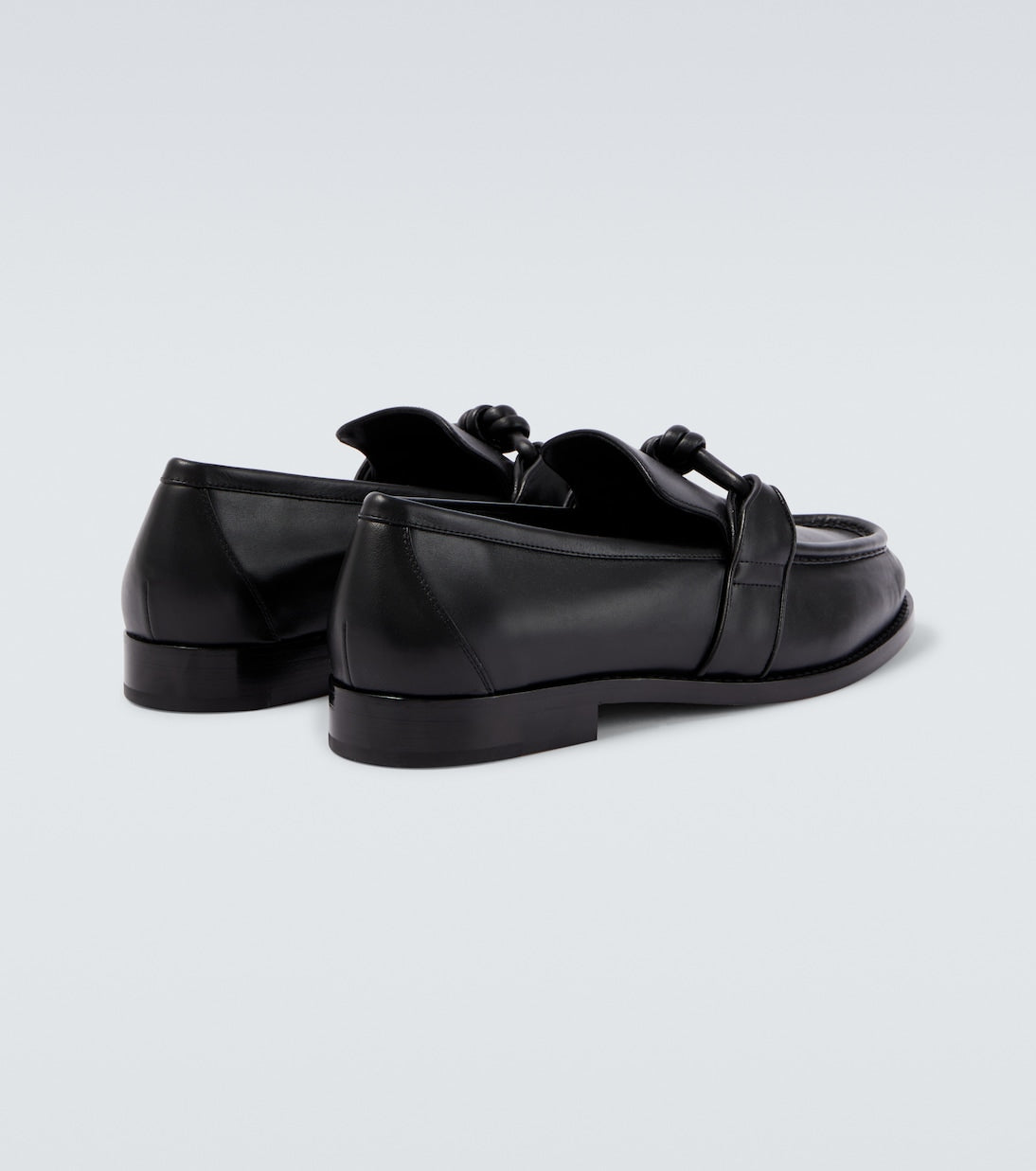 Astaire Knot Loafers in Black Leather with Black Buckle