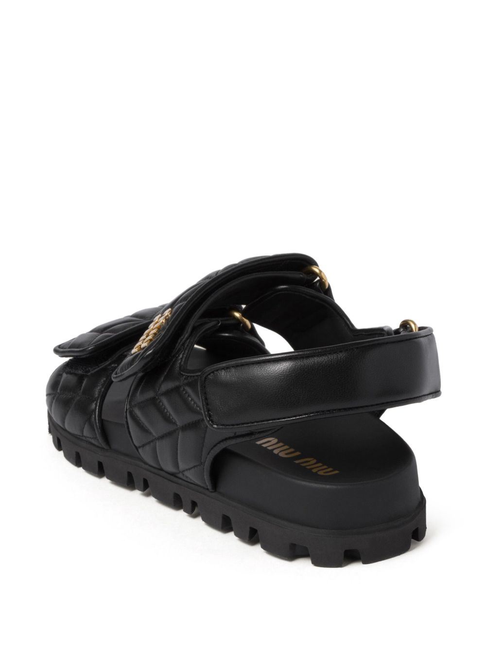 Black quilted leather sandals