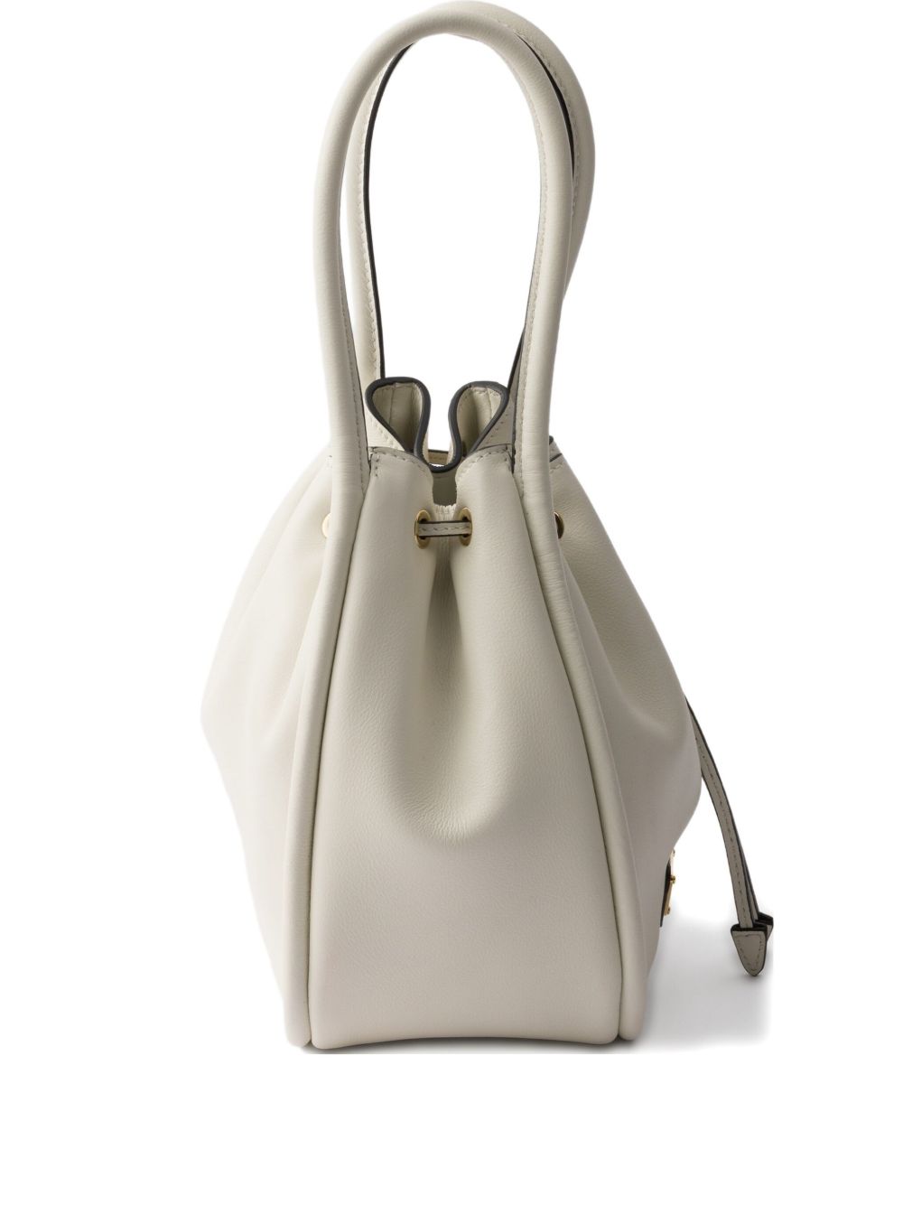 Borsa a secchiello piccola in pelle bianca