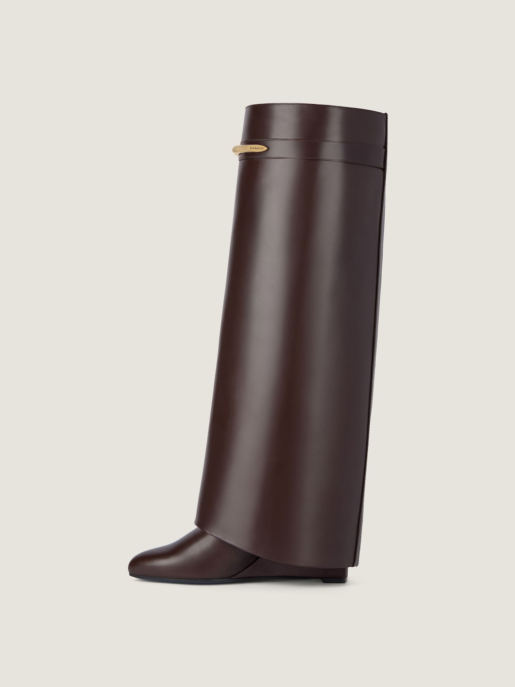 Ebony Brown Leather Shark Boots