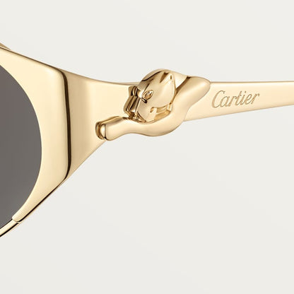 Women's oval Panthère de CT sunglasses with gray lenses and gold-tone finish