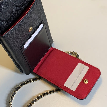 Borsa a tracolla Timeless Card Holder in pelle di agnello nera