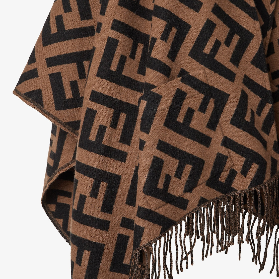 Women's brown cashmere poncho
