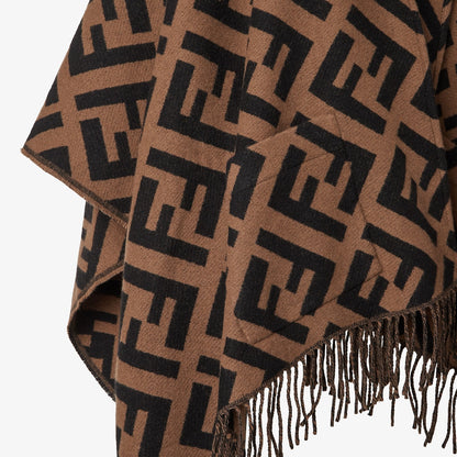 Women's brown cashmere poncho