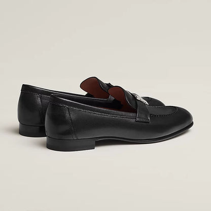 Paris black loafer with silver buckle