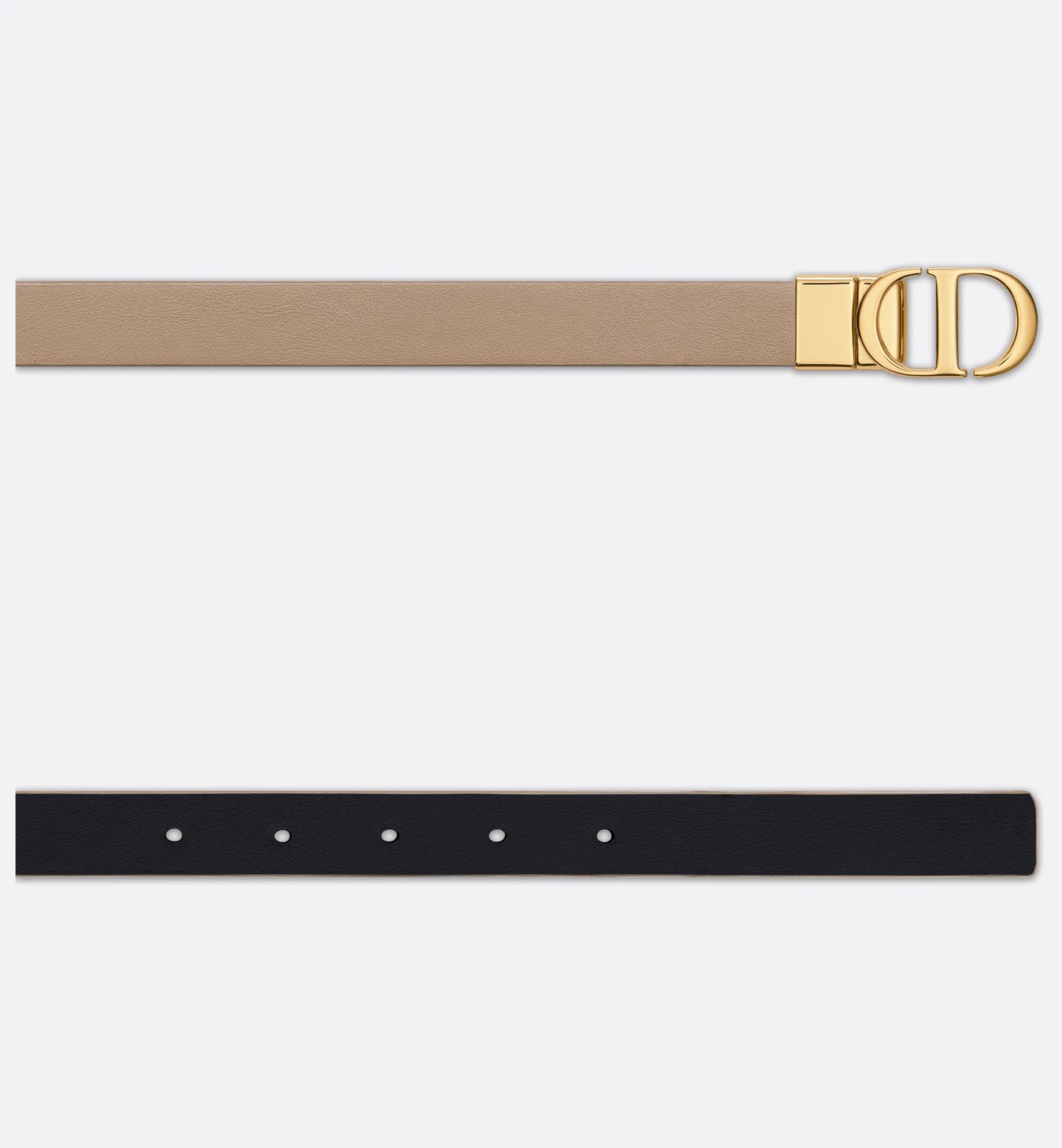 30 Montaigne reversible belt in hazelnut and black smooth calfskin 20 mm for women