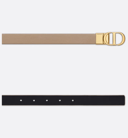 30 Montaigne reversible belt in hazelnut and black smooth calfskin 20 mm for women