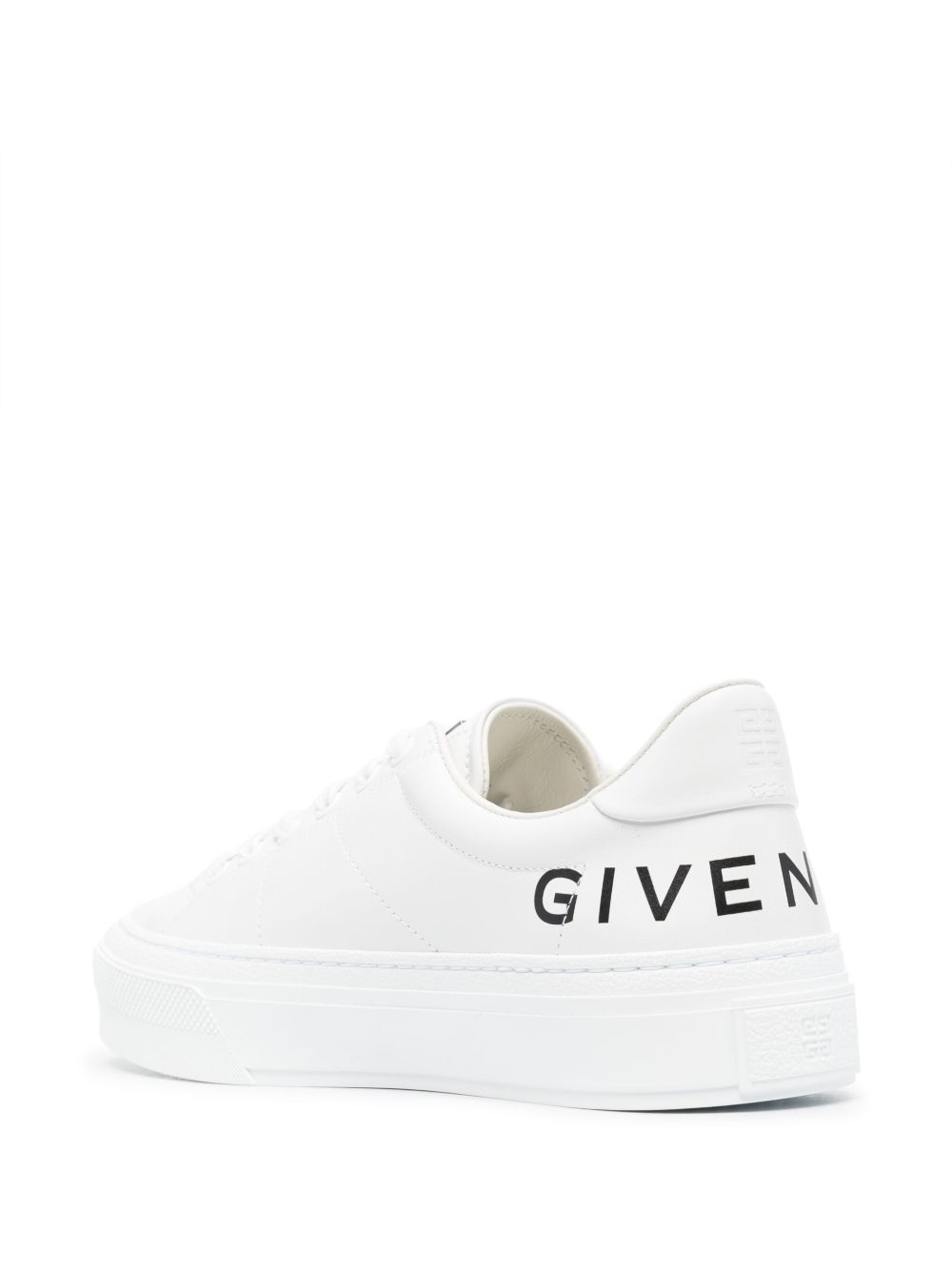Low-top leather sneakers with white logo print