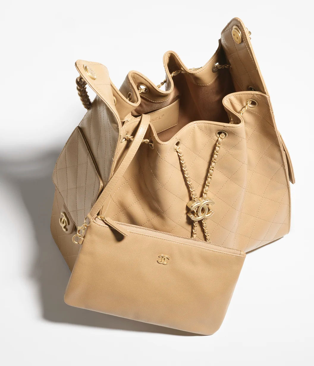 Borsa CHANEL 25 media beige scuro