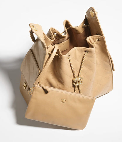 Borsa CHANEL 25 media beige scuro