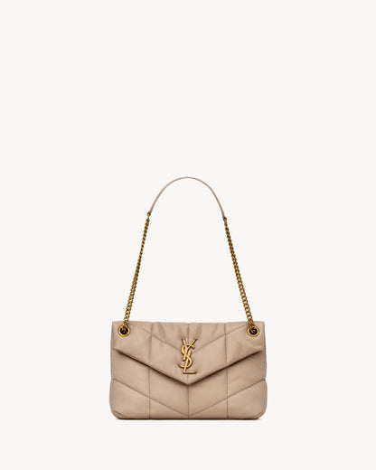 Puffer Small in dark beige lambskin