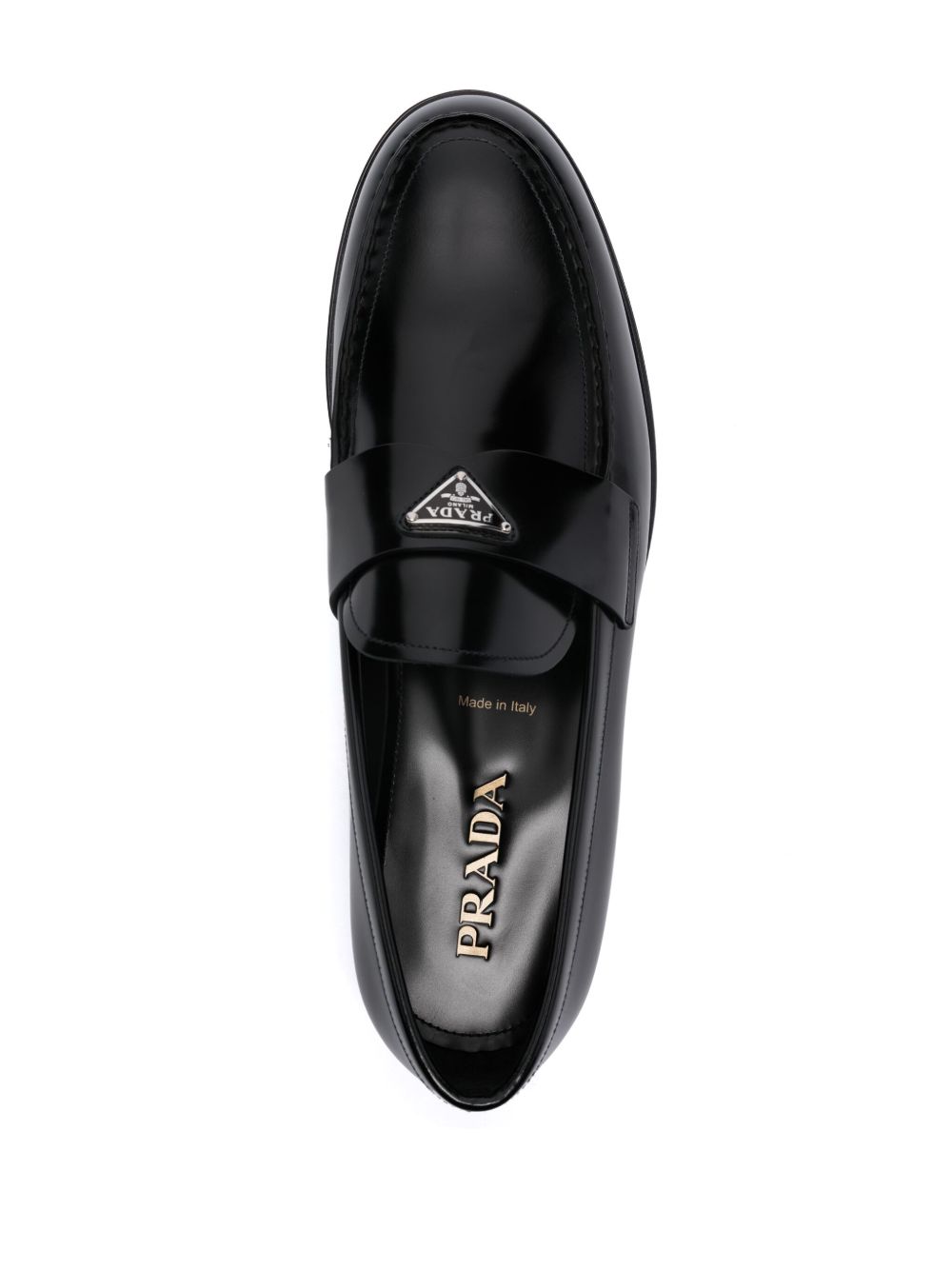 Mocassini in pelle con logo triangolare smaltato