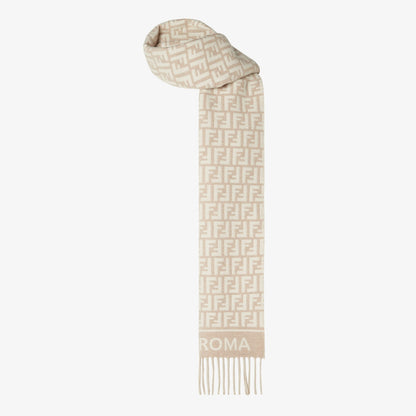 Women's beige wool and cashmere scarf