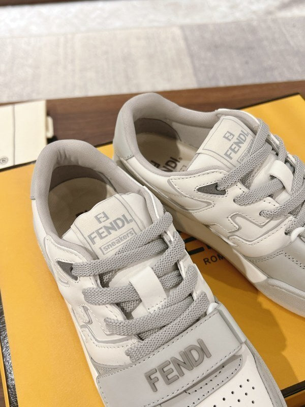 Grey leather Match sneakers with white leather details