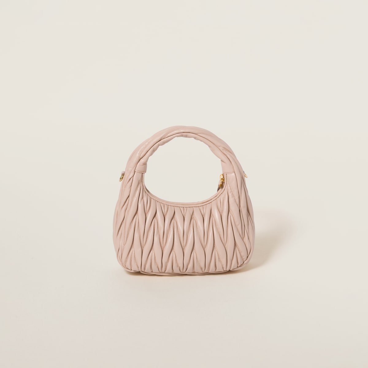 Small Wander hobo bag in cipria matelassé nappa