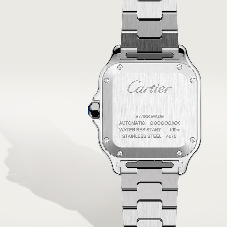 Santos watch in silver with opaline silver dial