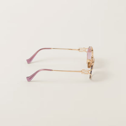 Occhiali da sole con cornice dorata e Lenti Rosa Beg Sfumato