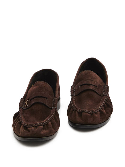 Dark brown suede loafers