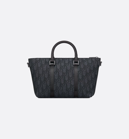 Weekender 25 Nero Jacquard Oblique e pelle di vitello martellata nera
