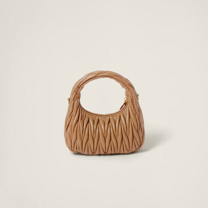 Small Wander hobo bag in caramel matelassé nappa