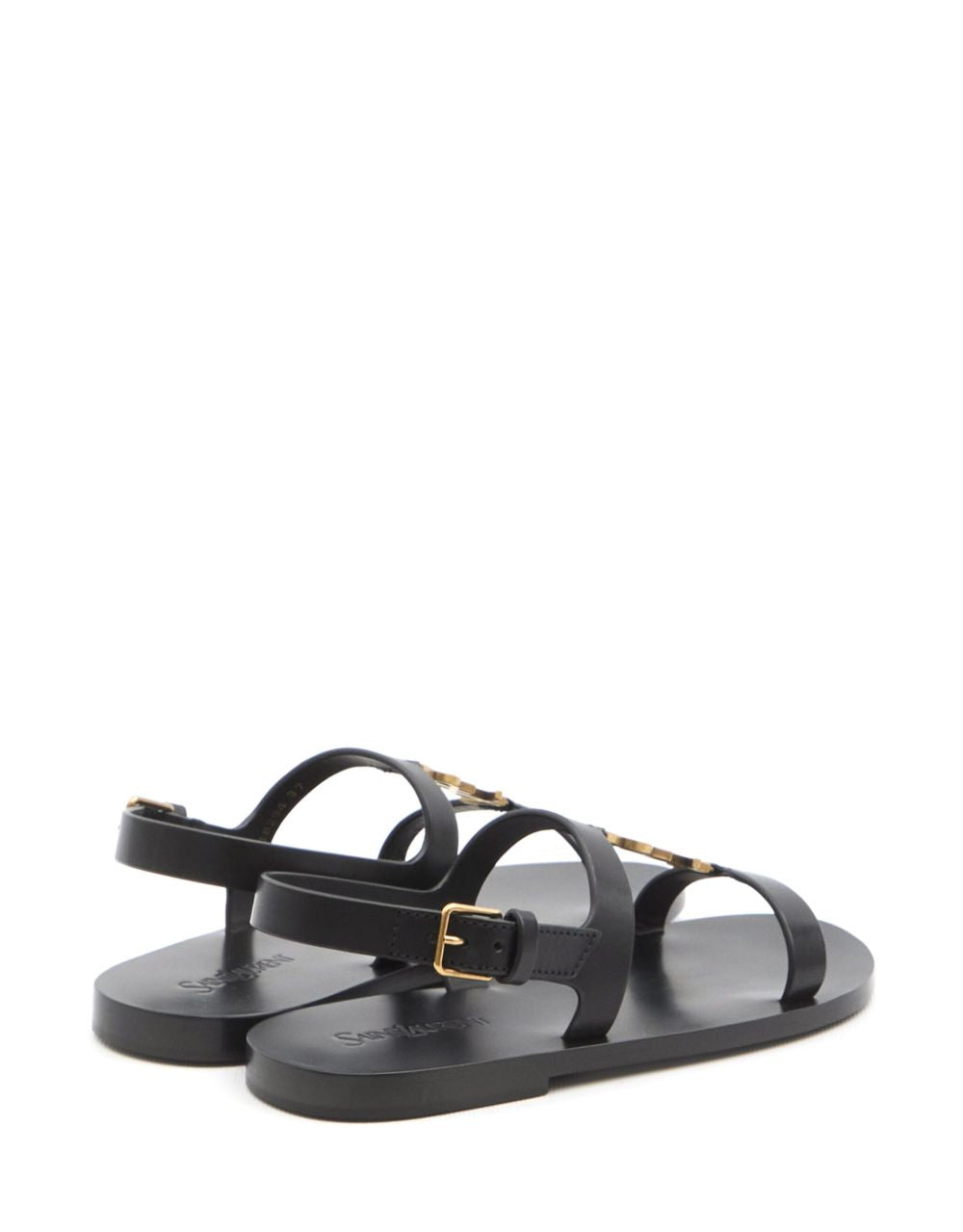 Cassandre buckled slingback sandals in black leather