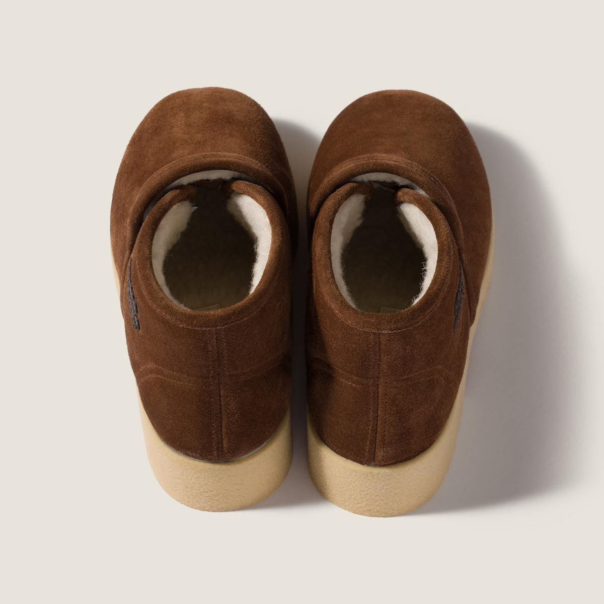 Cocoa suede and sheepskin ankle boots