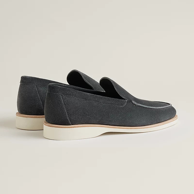 Dark grey suede low loafer