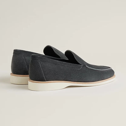Dark grey suede low loafer