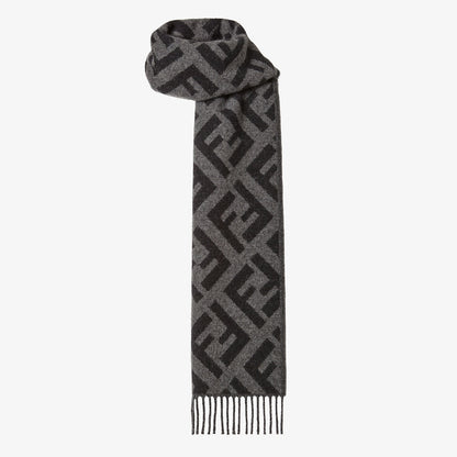 Men's grey and black FF cashmere scarf