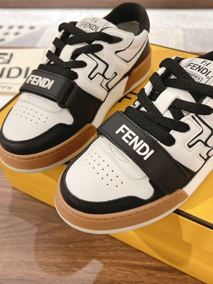 Match Low Top Sneakers in Black/White Leather