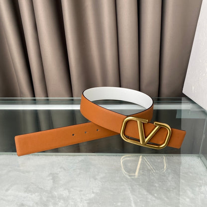 Reversible brown Vlogo calfskin belt 40mm