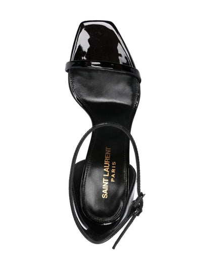 Opyum black calfskin leather 85mm heeled sandals with logo