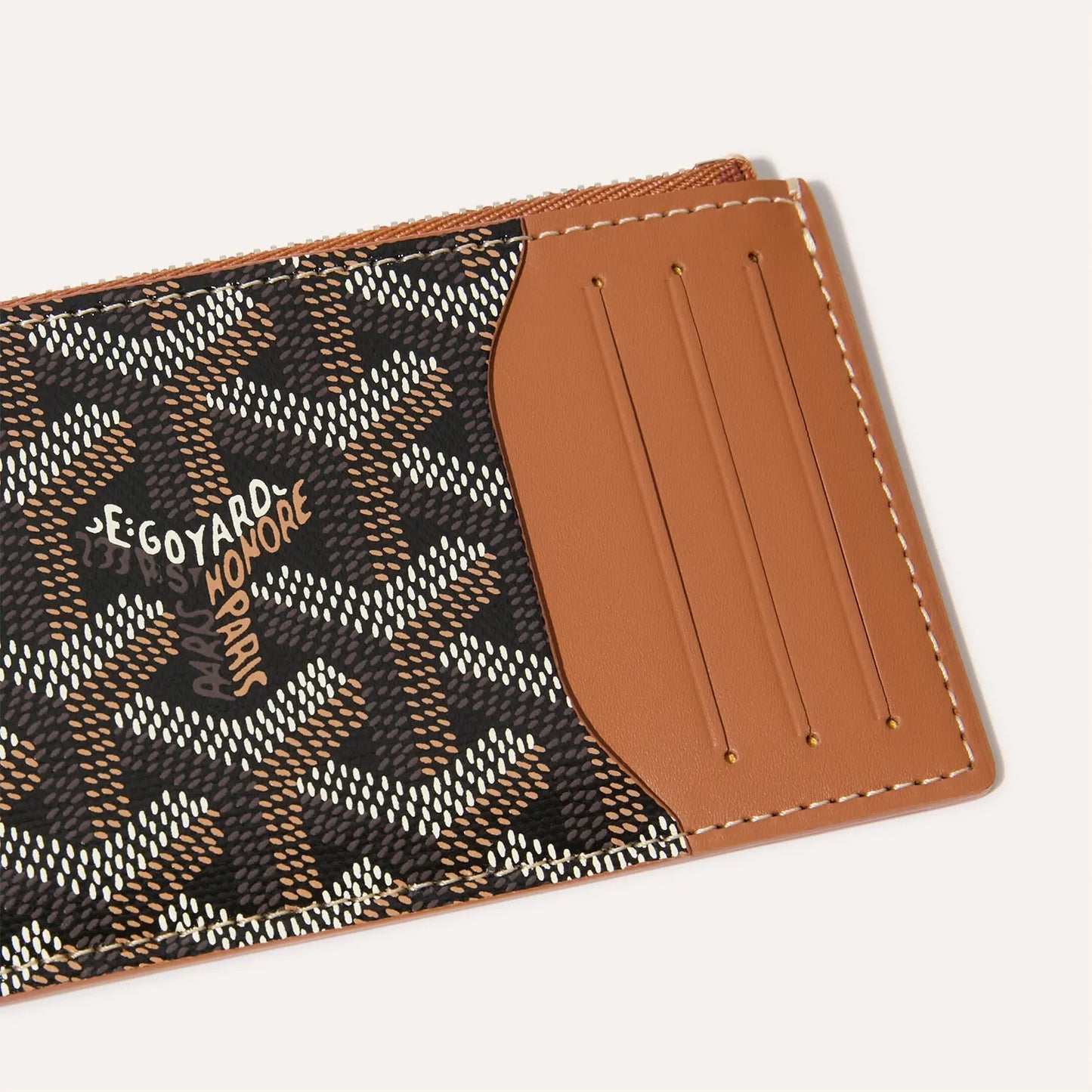Bourbon zipped card holder Black & Tan