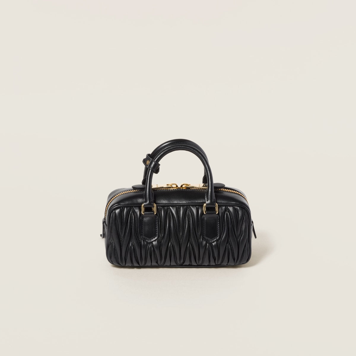 Arcadie regular bag in black matelassé nappa leather