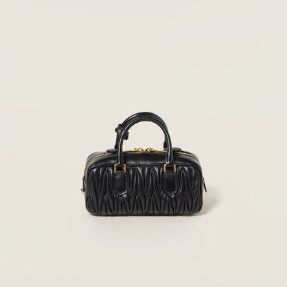 Arcadie regular bag in black matelassé nappa leather