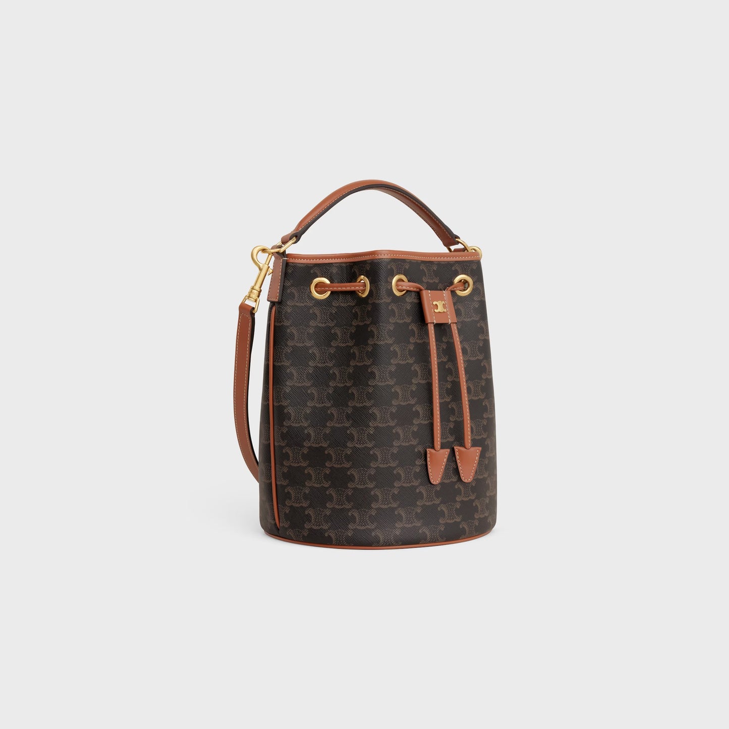 BORSA CLARA IN TELA TRIOMPHE E PELLE DI VITELLO CUOIO
