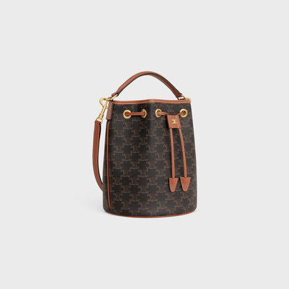 BORSA CLARA IN TELA TRIOMPHE E PELLE DI VITELLO CUOIO