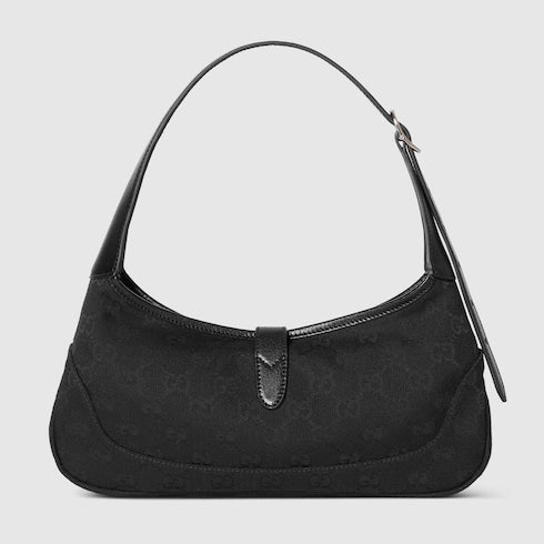 Jackie Slim shoulder bag in black leather, medium size