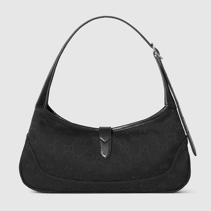 Jackie Slim shoulder bag in black leather, medium size