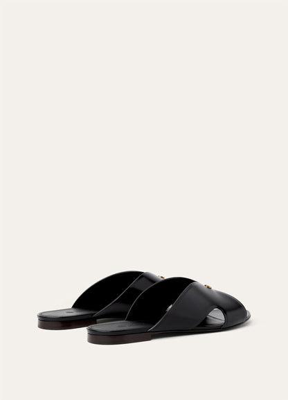 Black Genuine Calf Leather Sandals