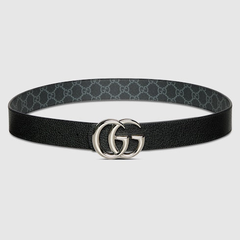Men's Reversible Black Leather GG Marmont Belt