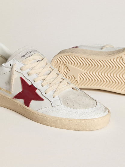 LTD con stella in pelle rossa e talloncino in glitter rosa