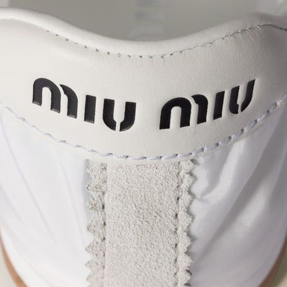 Plume sneakers in white technical fabric and suede